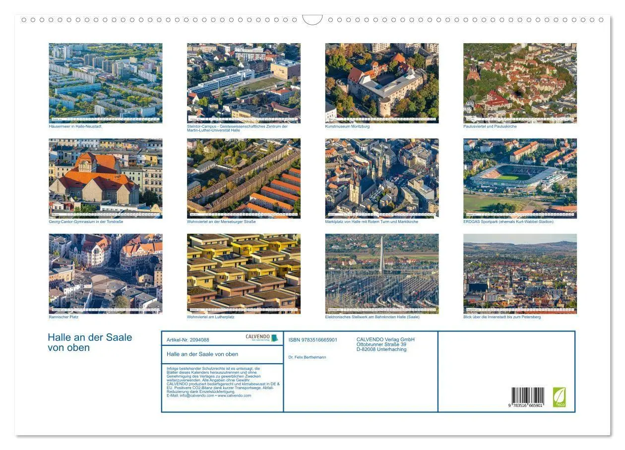 Bild: 9783516665901 | Halle an der Saale von oben (Wandkalender 2026 DIN A2 quer),...