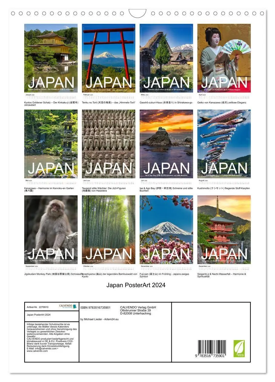 Bild: 9783516735901 | Japan PosterArt 2024 (Wandkalender 2026 DIN A3 hoch), CALVENDO...