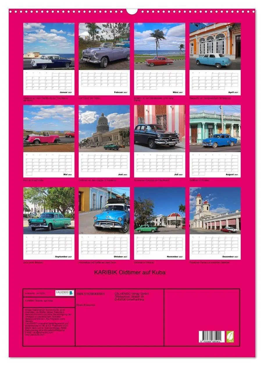 Bild: 9783569685901 | KARIBIK Oldtimer auf Kuba (Wandkalender 2027 DIN A2 hoch), CALVENDO...
