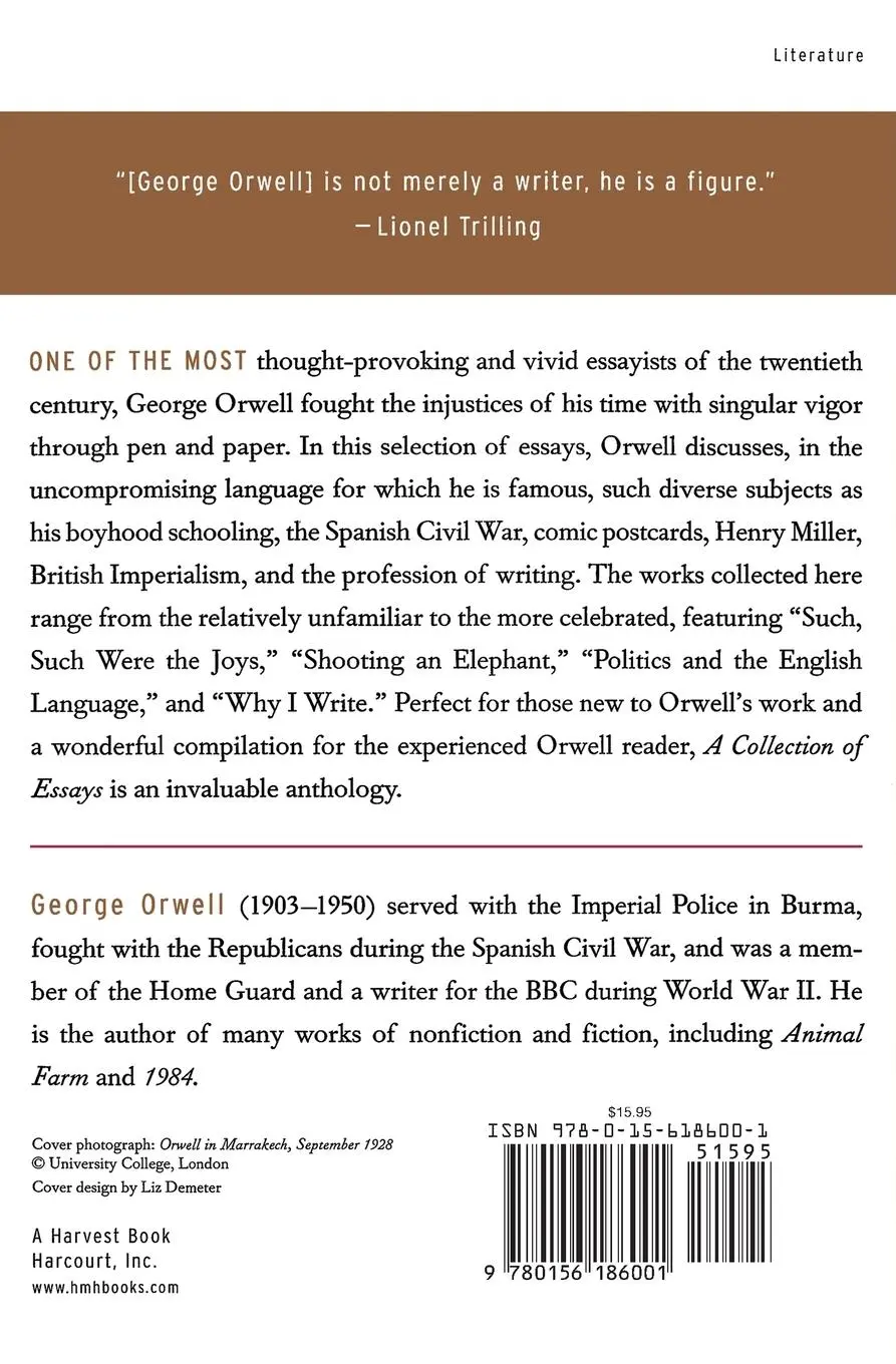 Rückseite: 9780156186001 | Collection of Essays | George Orwell | Taschenbuch | Paperback