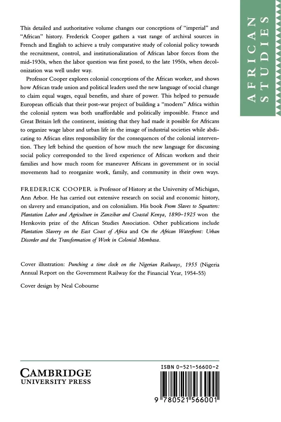 Rückseite: 9780521566001 | Decolonization and African Society | Frederick Cooper (u. a.) | Buch