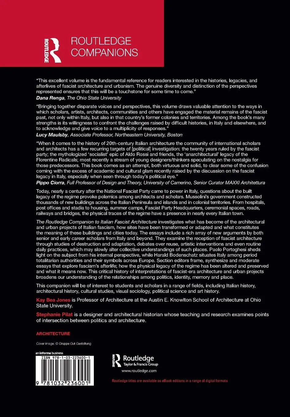 Rückseite: 9781032236001 | The Routledge Companion to Italian Fascist Architecture | Taschenbuch