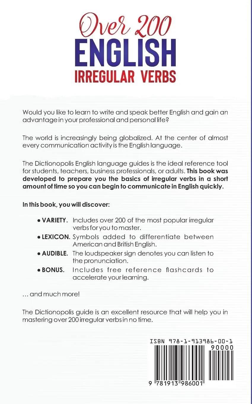 Rückseite: 9781913986001 | Over 200 English Irregular Verbs | Dictionopolis | Taschenbuch | 2020