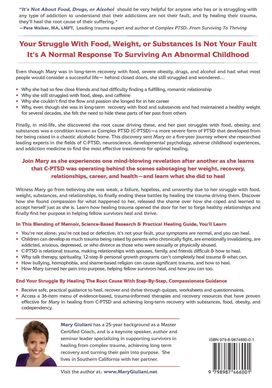 Rückseite: 9798987466001 | It's Not About Food, Drugs, or Alcohol It's About Healing Complex PTSD