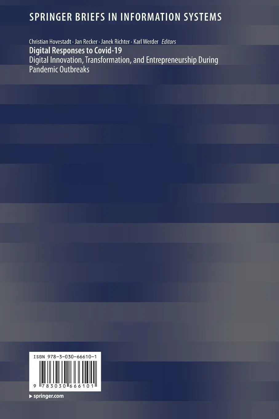 Rückseite: 9783030666101 | Digital Responses to Covid-19 | Christian Hovestadt (u. a.) | Buch