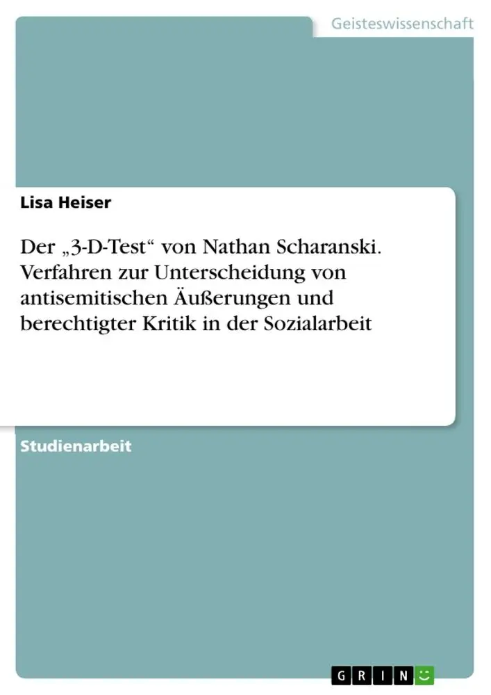 Cover: 9783346266101 | Der "3-D-Test" von Nathan Scharanski. Verfahren zur Unterscheidung...