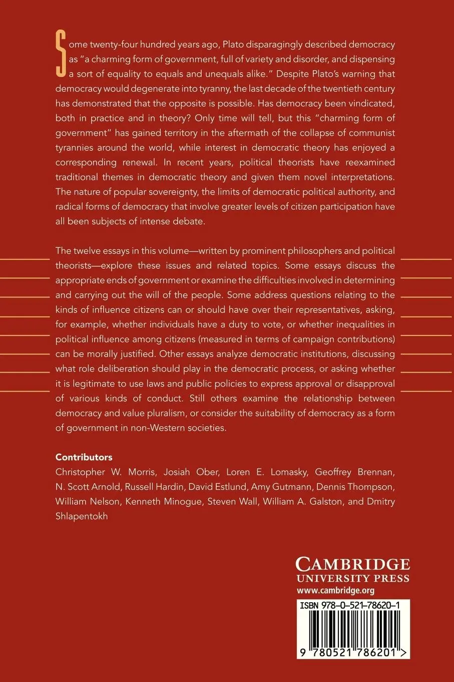 Rückseite: 9780521786201 | Democracy | Volume 17, Part 1 | Ellen Frankel Paul (u. a.) | Buch
