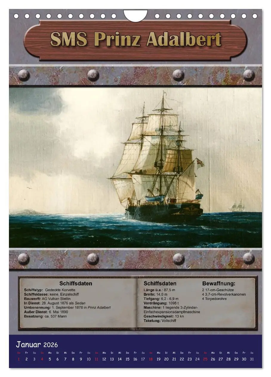 Bild: 9783516466201 | Die kaiserliche Marine 1871 - 1918 (Wandkalender 2026 DIN A4 hoch),...