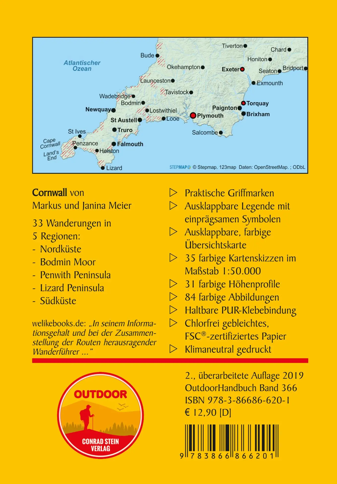 Rückseite: 9783866866201 | 33 Wanderungen Cornwall | Markus Meier (u. a.) | Taschenbuch | 160 S.