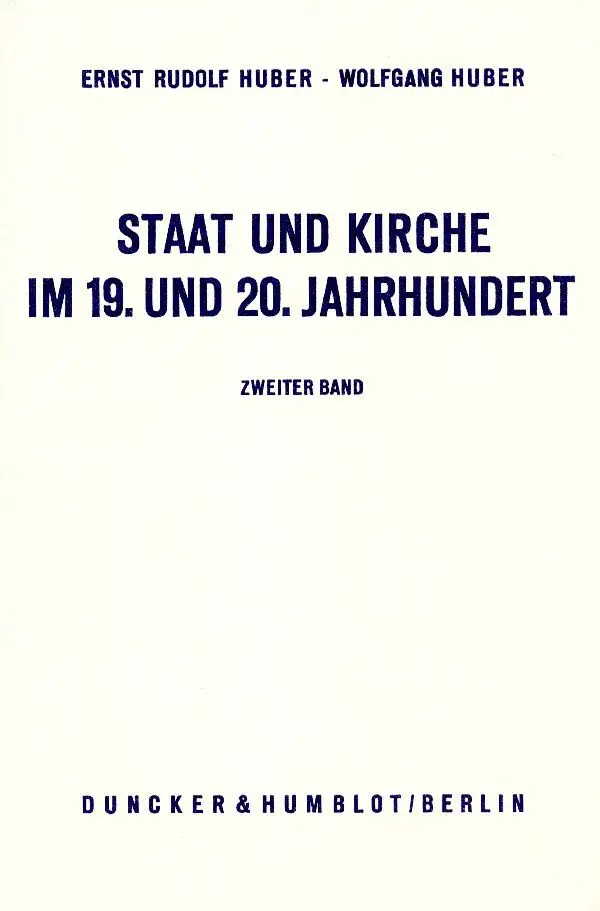 Cover: 9783428036301 | Staat und Kirche im 19. und 20. Jahrhundert. | Huber (u. a.) | Buch
