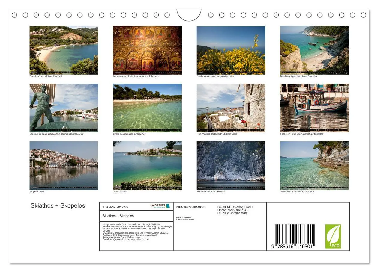 Bild: 9783516146301 | Skiathos + Skopelos (Wandkalender 2026 DIN A4 quer), CALVENDO...