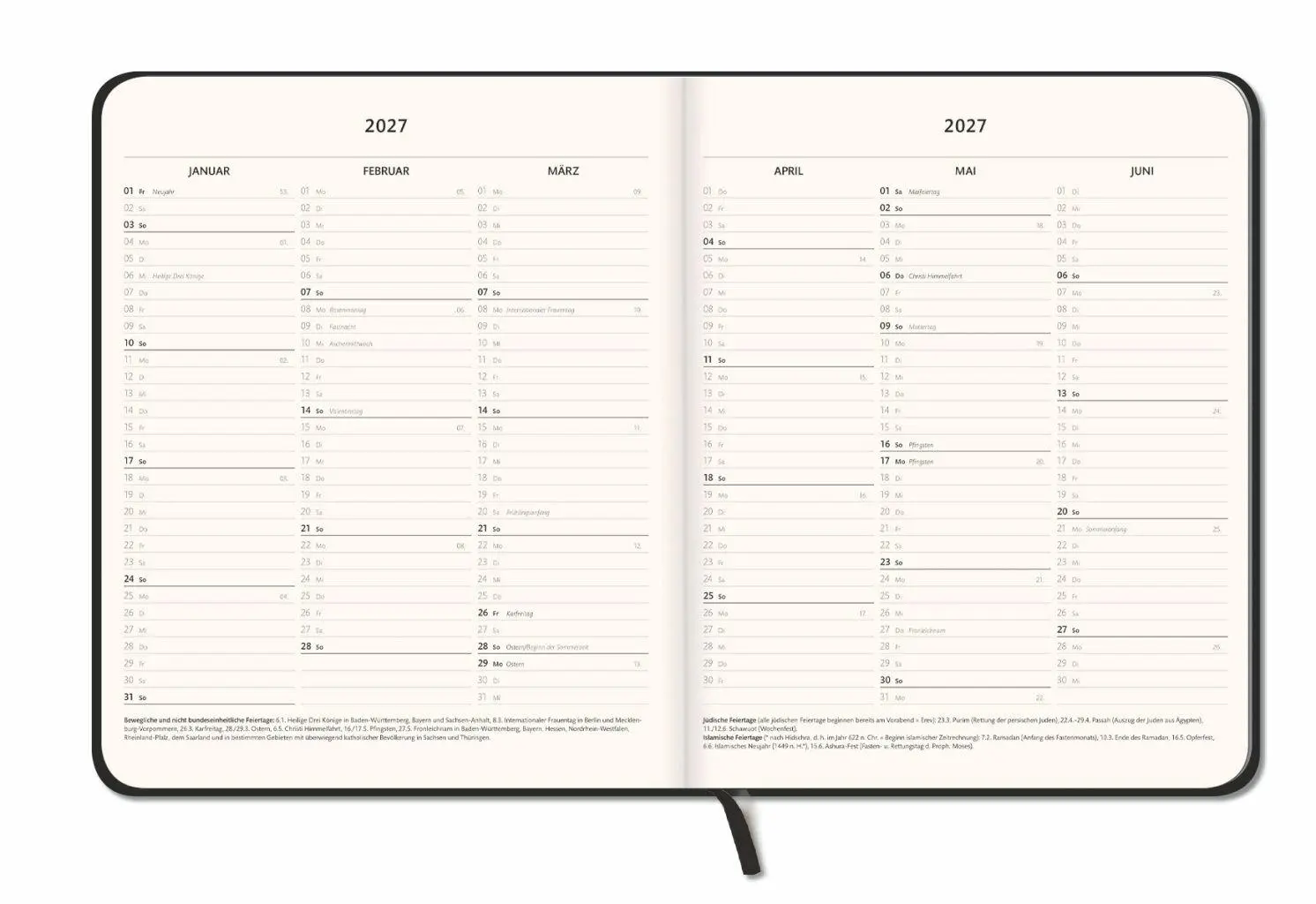 Bild: 9783756416301 | Kombitimer schwarz groß 2027 | Heye | Kalender | Bürokalender Heye