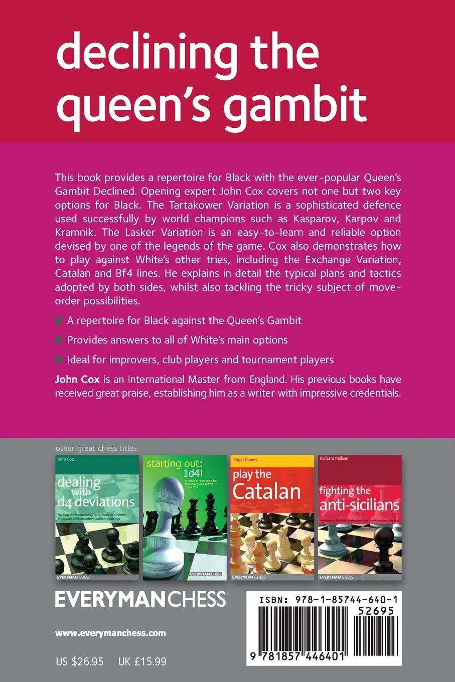 Rückseite: 9781857446401 | Declining The Queen's Gambit | John Cox | Taschenbuch | Englisch