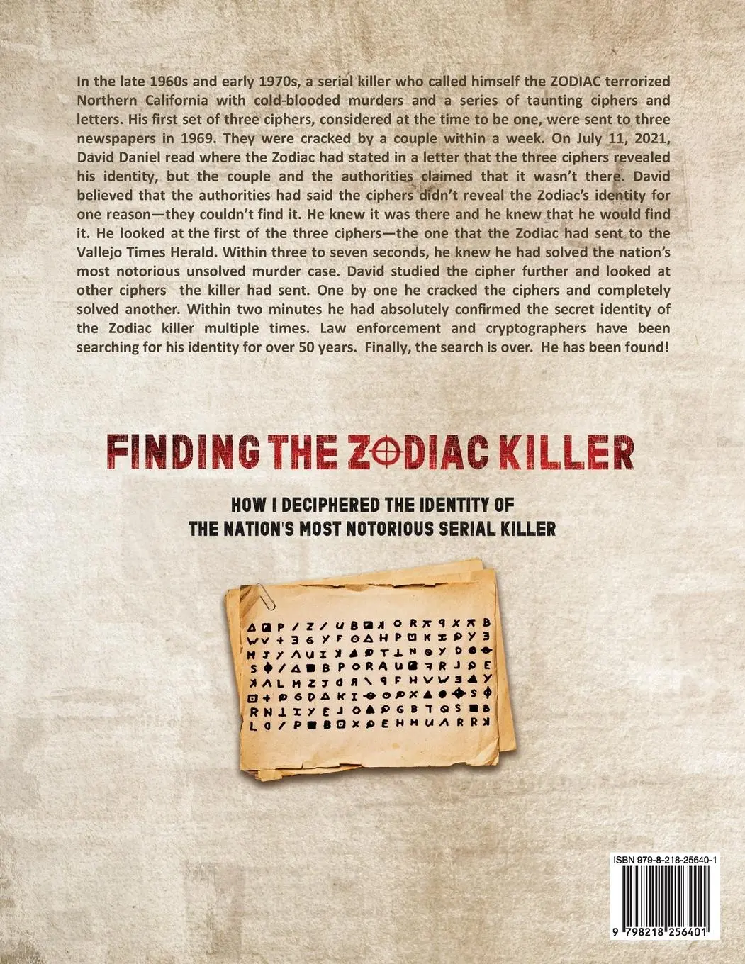Rückseite: 9798218256401 | Finding The Zodiac Killer | David Daniel | Taschenbuch | Englisch