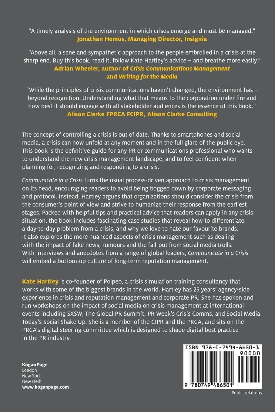 Rückseite: 9780749486501 | Communicate in a Crisis | Kate Hartley | Taschenbuch | Englisch | 2019