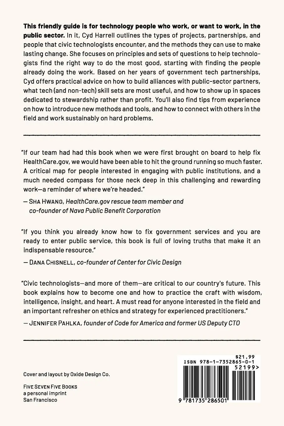 Rückseite: 9781735286501 | A Civic Technologist's Practice Guide | Cyd Harrell | Taschenbuch