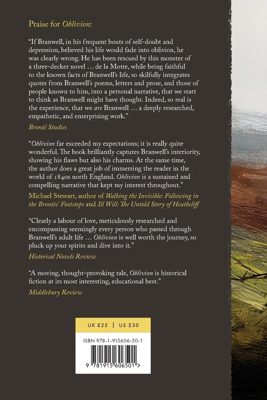 Rückseite: 9781915606501 | Oblivion | The Lost Diaries of Branwell Brontë | Dean De La Motte