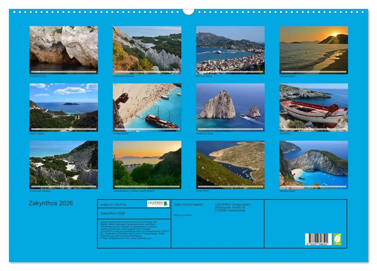 Bild: 9783457896501 | Zakynthos 2026 (Wandkalender 2026 DIN A2 quer), CALVENDO...