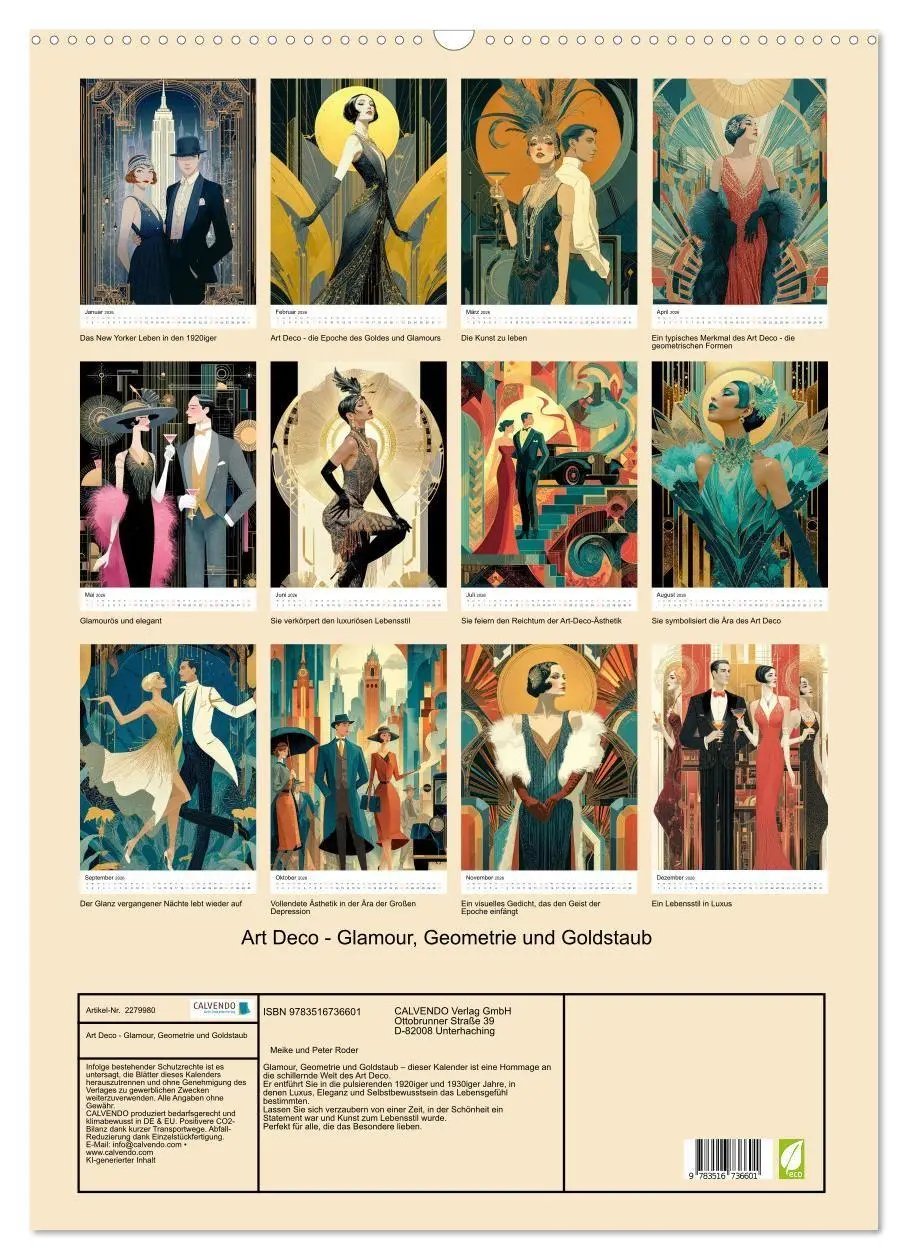 Bild: 9783516736601 | Art Deco - Glamour, Geometrie und Goldstaub (Wandkalender 2026 DIN...
