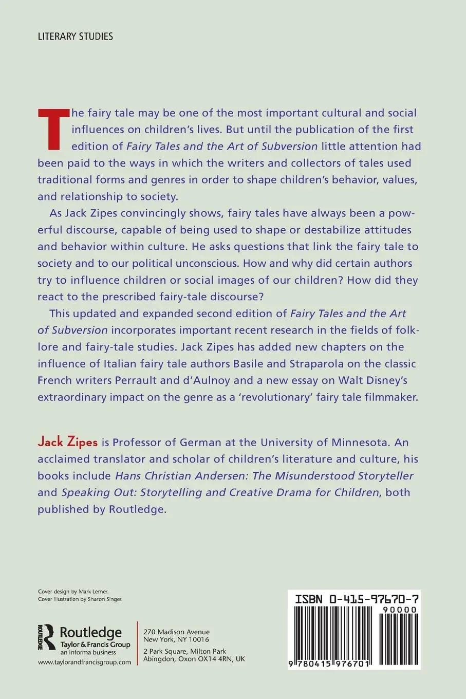 Rückseite: 9780415976701 | Fairy Tales and the Art of Subversion | Jack Zipes | Taschenbuch