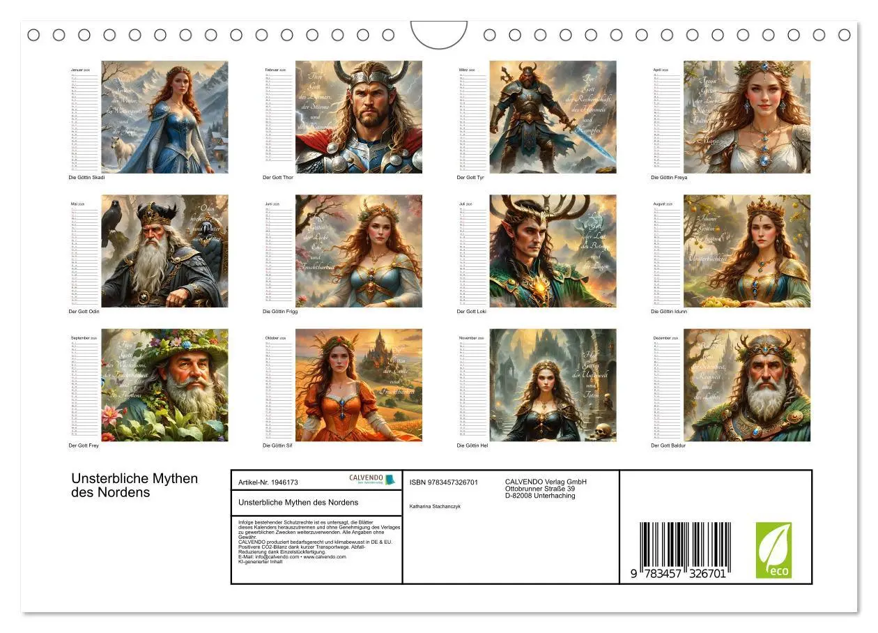 Bild: 9783457326701 | Unsterbliche Mythen des Nordens (Wandkalender 2026 DIN A4 quer),...