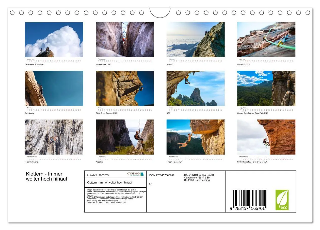 Bild: 9783457566701 | Klettern - Immer weiter hoch hinauf (Wandkalender 2026 DIN A4...