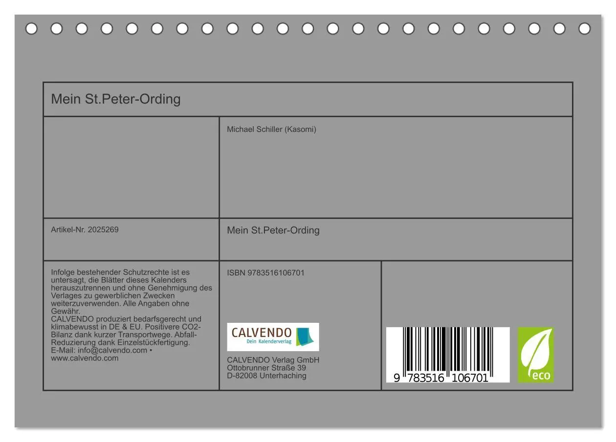 Bild: 9783516106701 | Mein St.Peter-Ording (Tischkalender 2026 DIN A5 quer), CALVENDO...