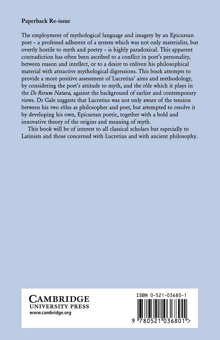 Rückseite: 9780521036801 | Myth and Poetry in Lucretius | Monica Gale | Taschenbuch | Englisch