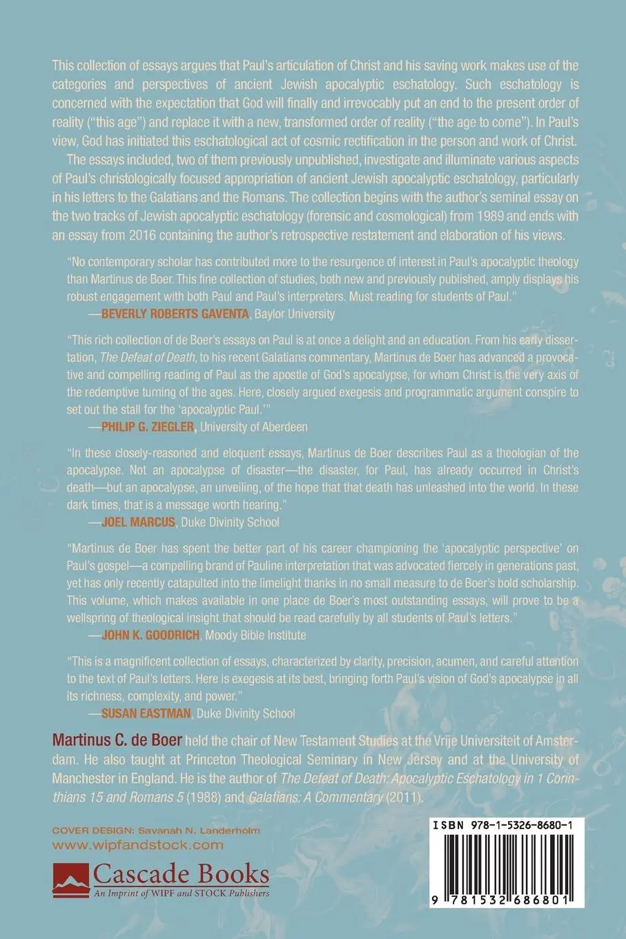 Rückseite: 9781532686801 | Paul, Theologian of God's Apocalypse | Martinus C. De Boer | Buch