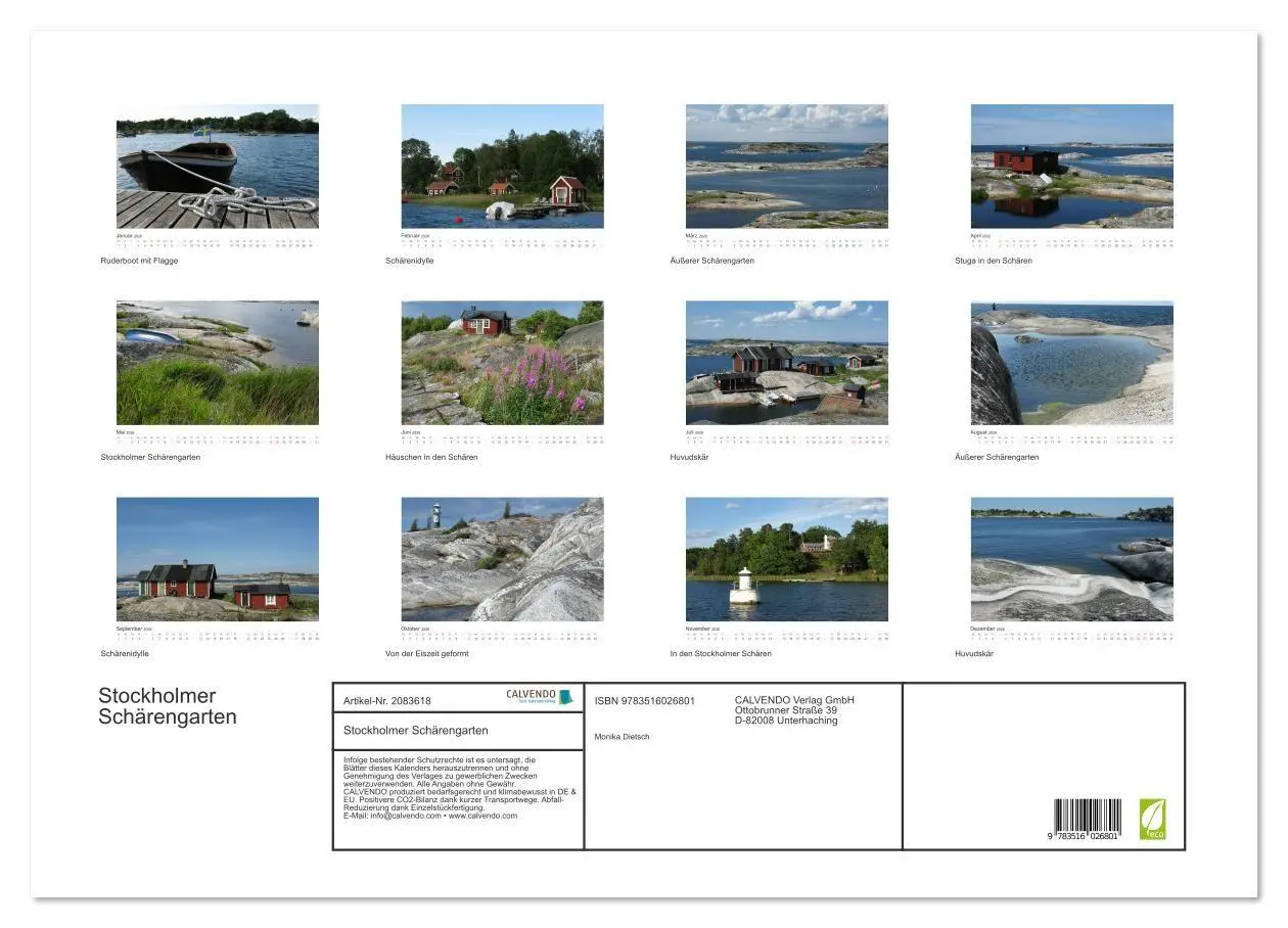 Bild: 9783516026801 | Stockholmer Schärengarten (Wandkalender 2026 DIN A2 quer), CALVENDO...