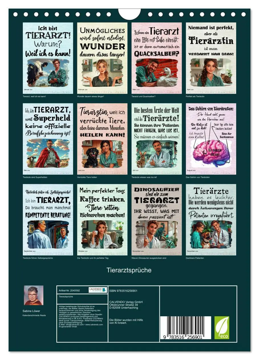 Bild: 9783516256901 | Tierarztsprüche (Wandkalender 2026 DIN A4 hoch), CALVENDO...