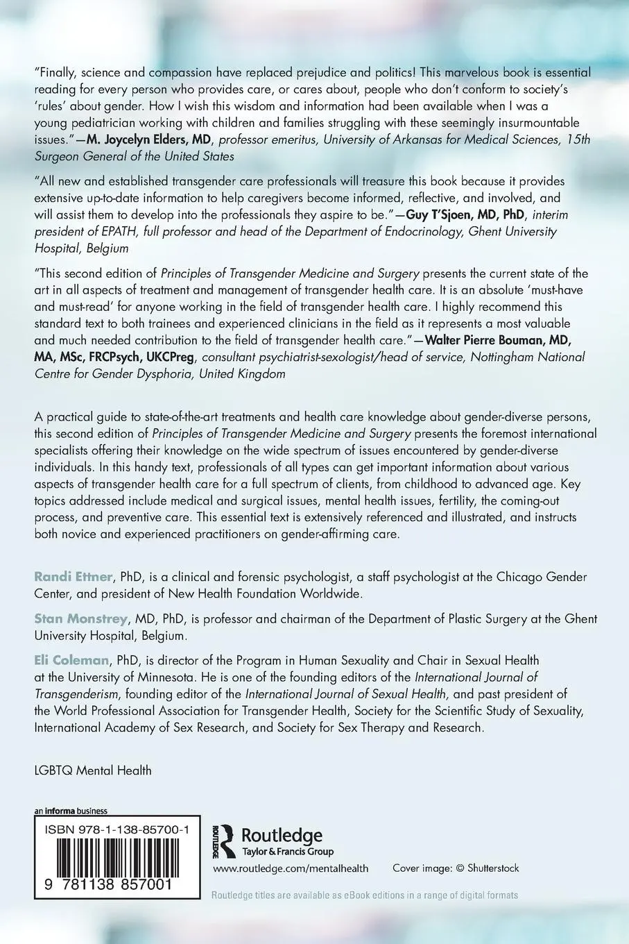 Rückseite: 9781138857001 | Principles of Transgender Medicine and Surgery | Randi Ettner (u. a.)