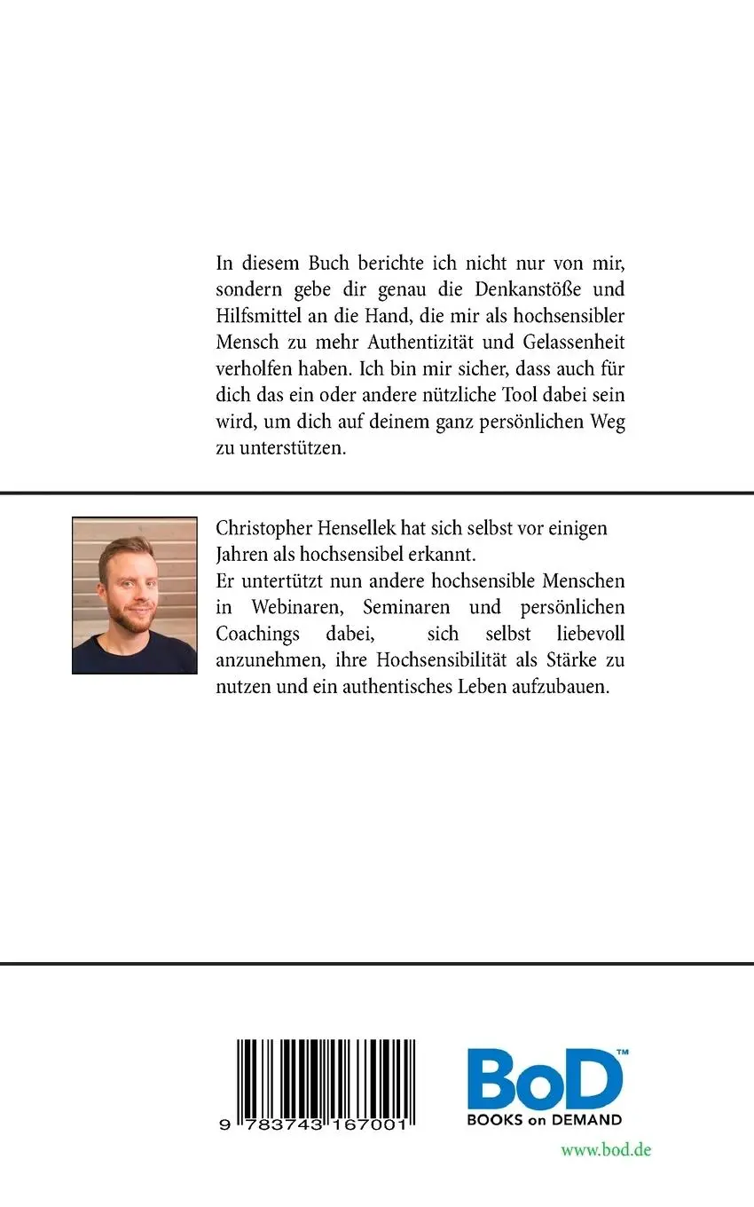 Rückseite: 9783743167001 | Metamorphose | Hochsensibel gesund leben | Christopher Hensellek