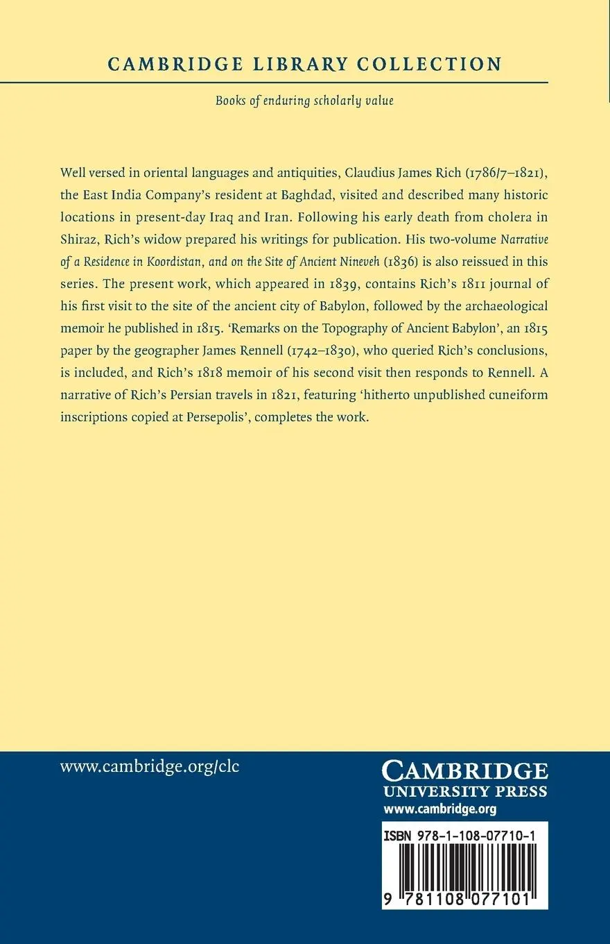 Rückseite: 9781108077101 | Narrative of a Journey to the Site of Babylon in 1811 | Rich | Buch