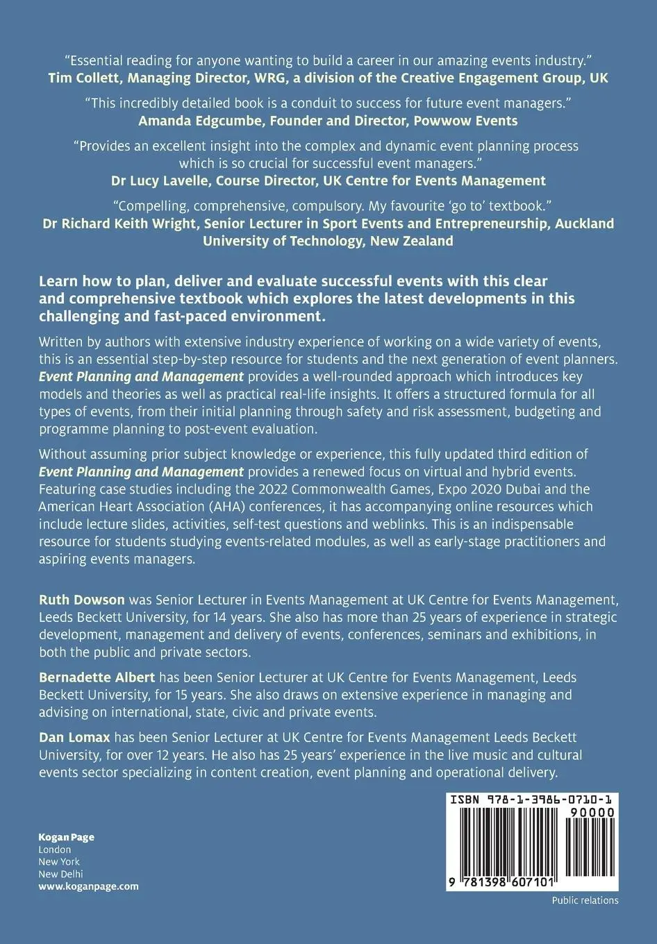 Rückseite: 9781398607101 | Event Planning and Management | Principles, Planning and Practice