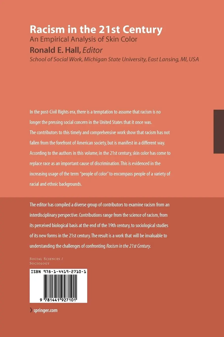 Rückseite: 9781441927101 | Racism in the 21st Century | An Empirical Analysis of Skin Color | xiv