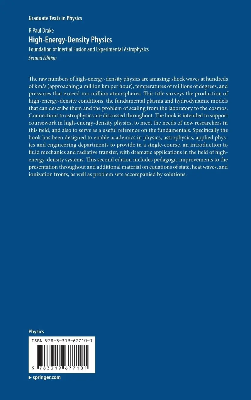 Rückseite: 9783319677101 | High-Energy-Density Physics | R Paul Drake | Buch | xxiii | Englisch