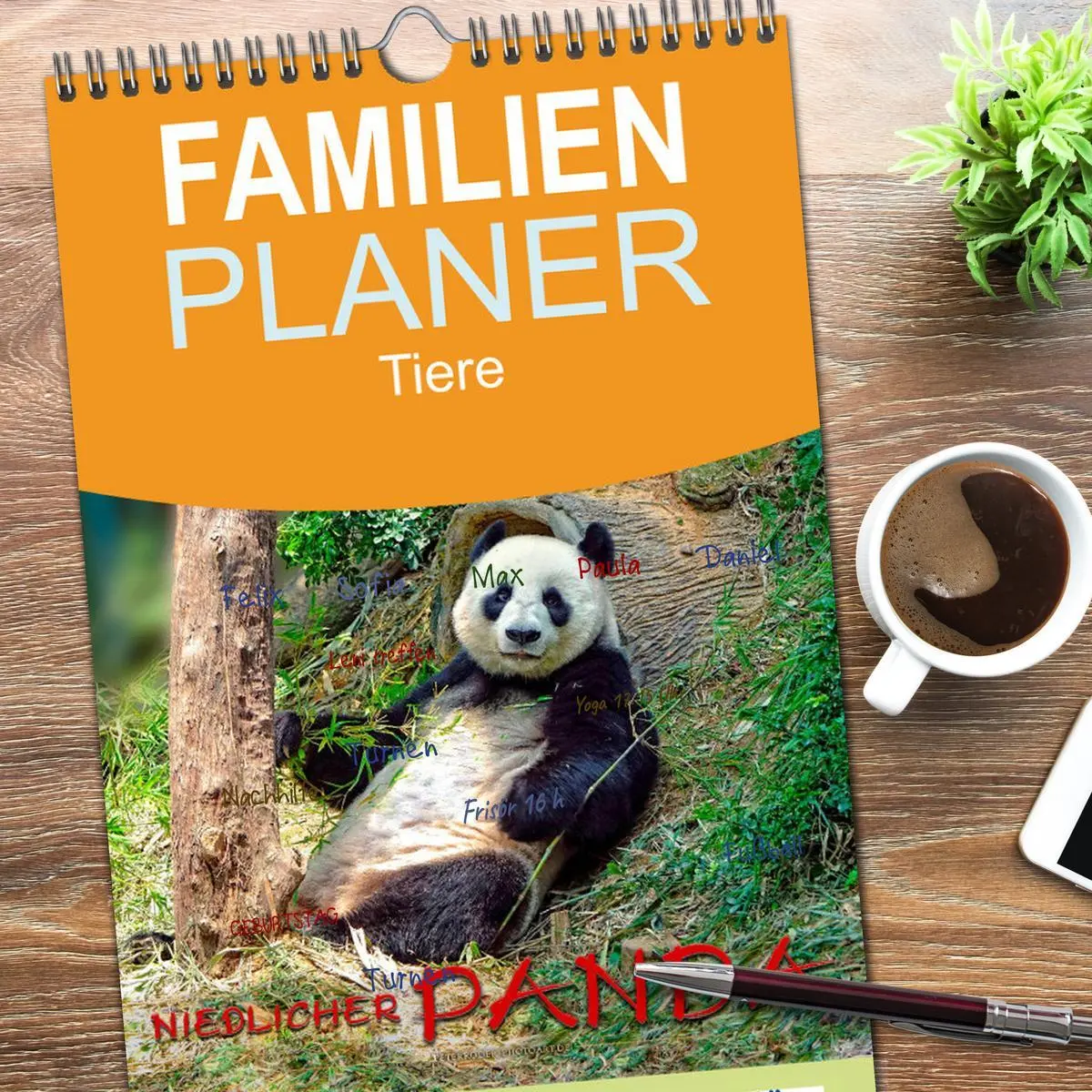 Bild: 9783516517101 | Familienplaner 2026 - Niedlicher Panda mit 5 Spalten (Wandkalender,...