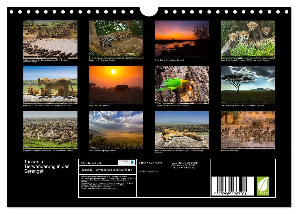 Bild: 9783569767201 | Tansania - Tierwanderung in der Serengeti (Wandkalender 2027 DIN A4...