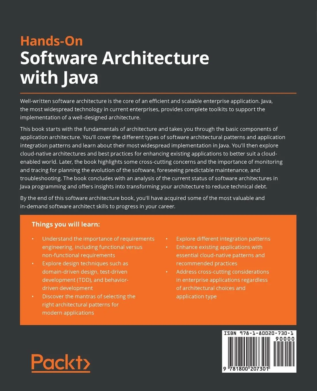 Rückseite: 9781800207301 | Hands-On Software Architecture with Java | Giuseppe Bonocore | Buch