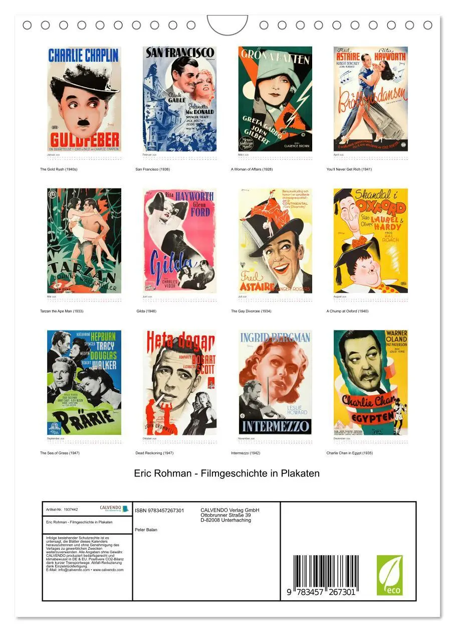 Bild: 9783457267301 | Eric Rohman - Filmgeschichte in Plakaten (Wandkalender 2026 DIN A4...