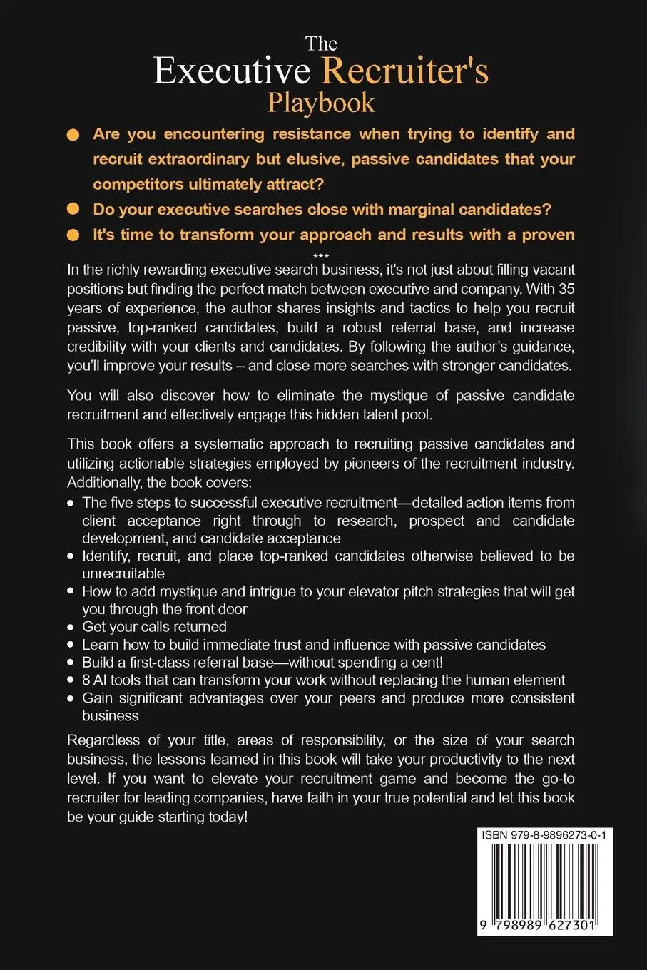 Rückseite: 9798989627301 | The Executive Recruiter's Playbook | William J Sheweloff | Taschenbuch