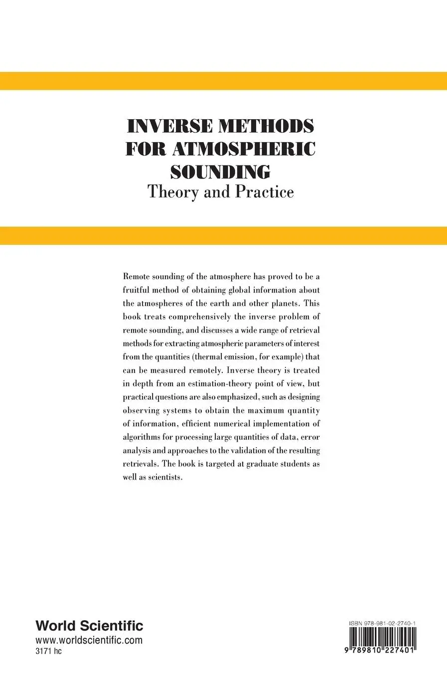 Rückseite: 9789810227401 | INVERSE METHODS FOR ATMOSPHERIC... (V2) | C D Rodgers | Buch | 2000