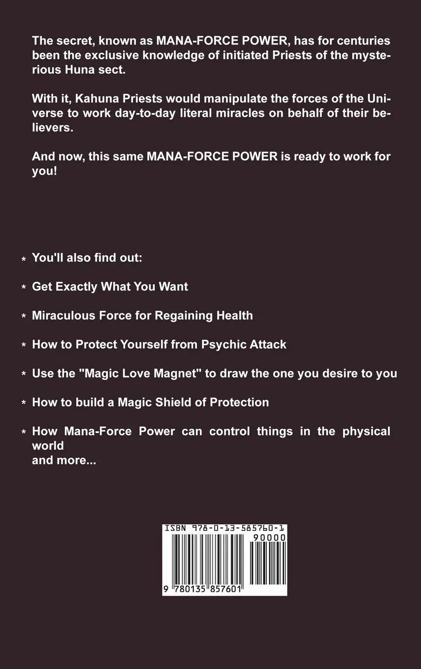 Rückseite: 9780135857601 | The Miracle of Mana-Force | Secret of Wealth, Love, and Power | Morris