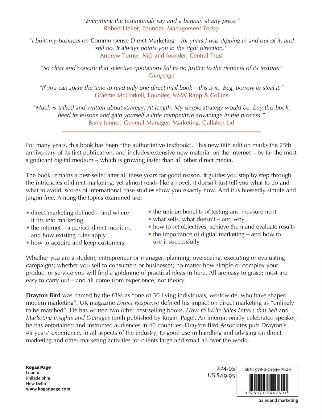 Rückseite: 9780749447601 | Commonsense Direct &amp; Digital Marketing | Drayton Bird | Taschenbuch