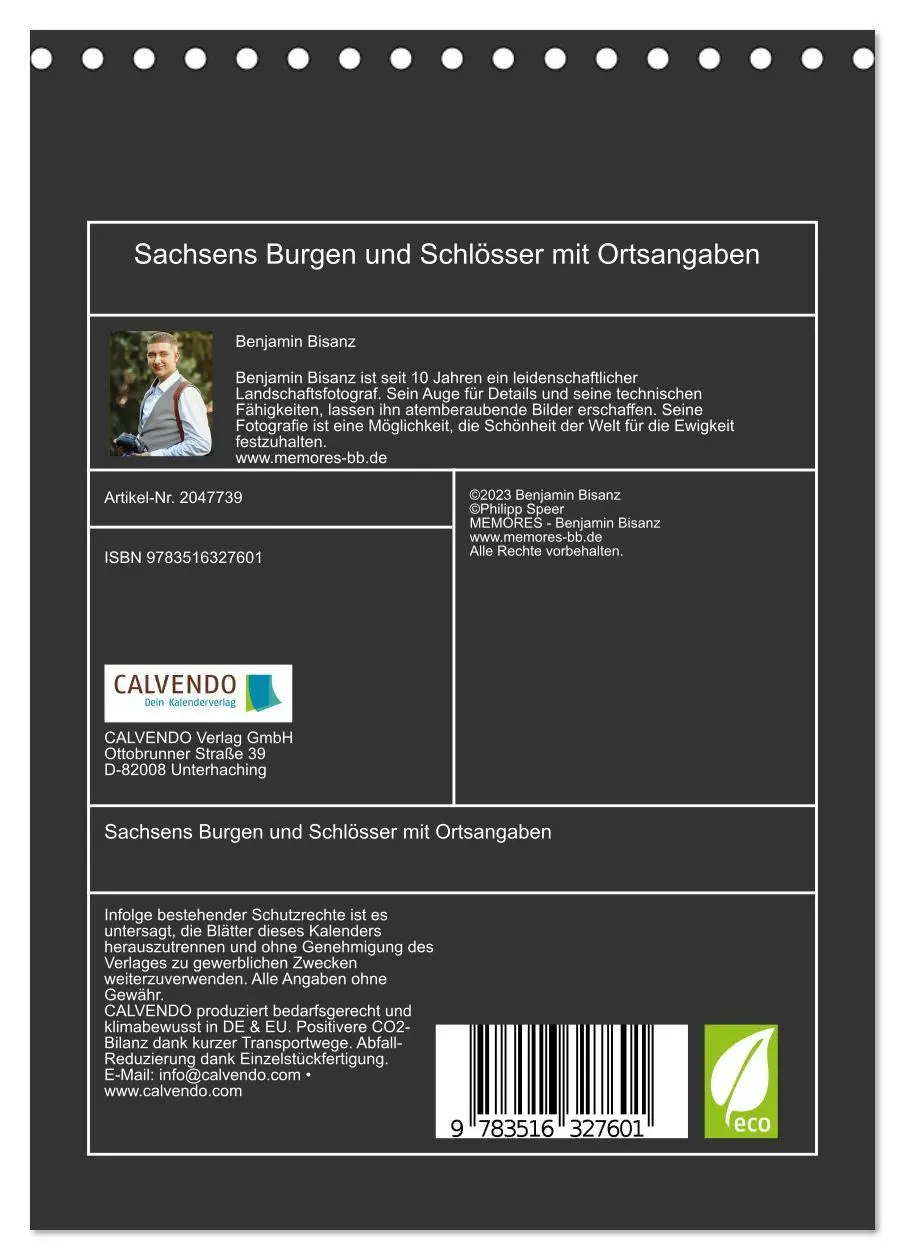 Bild: 9783516327601 | Sachsens Burgen und Schlösser mit Ortsangaben (Tischkalender 2026...