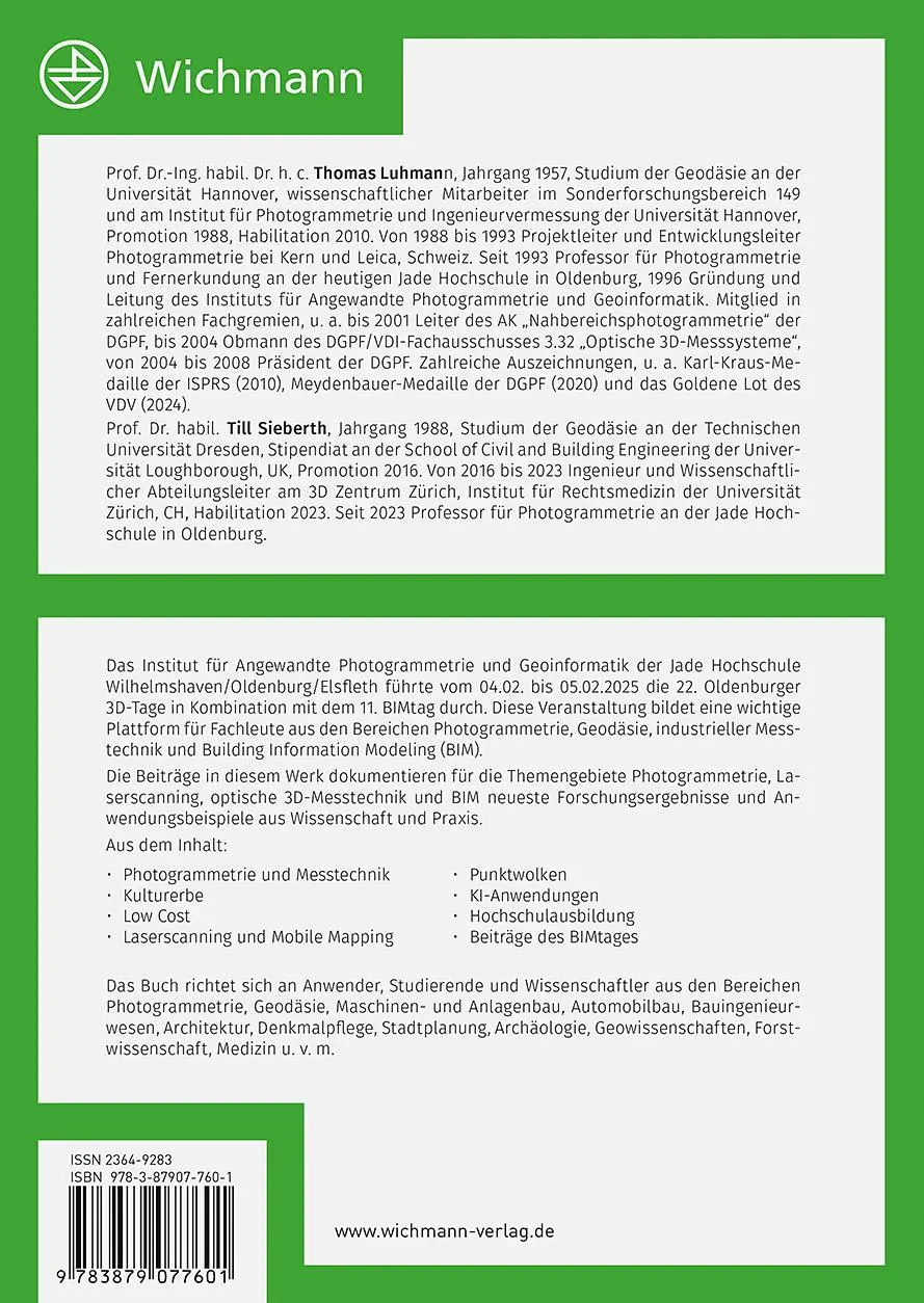 Rückseite: 9783879077601 | Photogrammetrie - Laserscanning - Optische 3D-Messtechnik | Buch