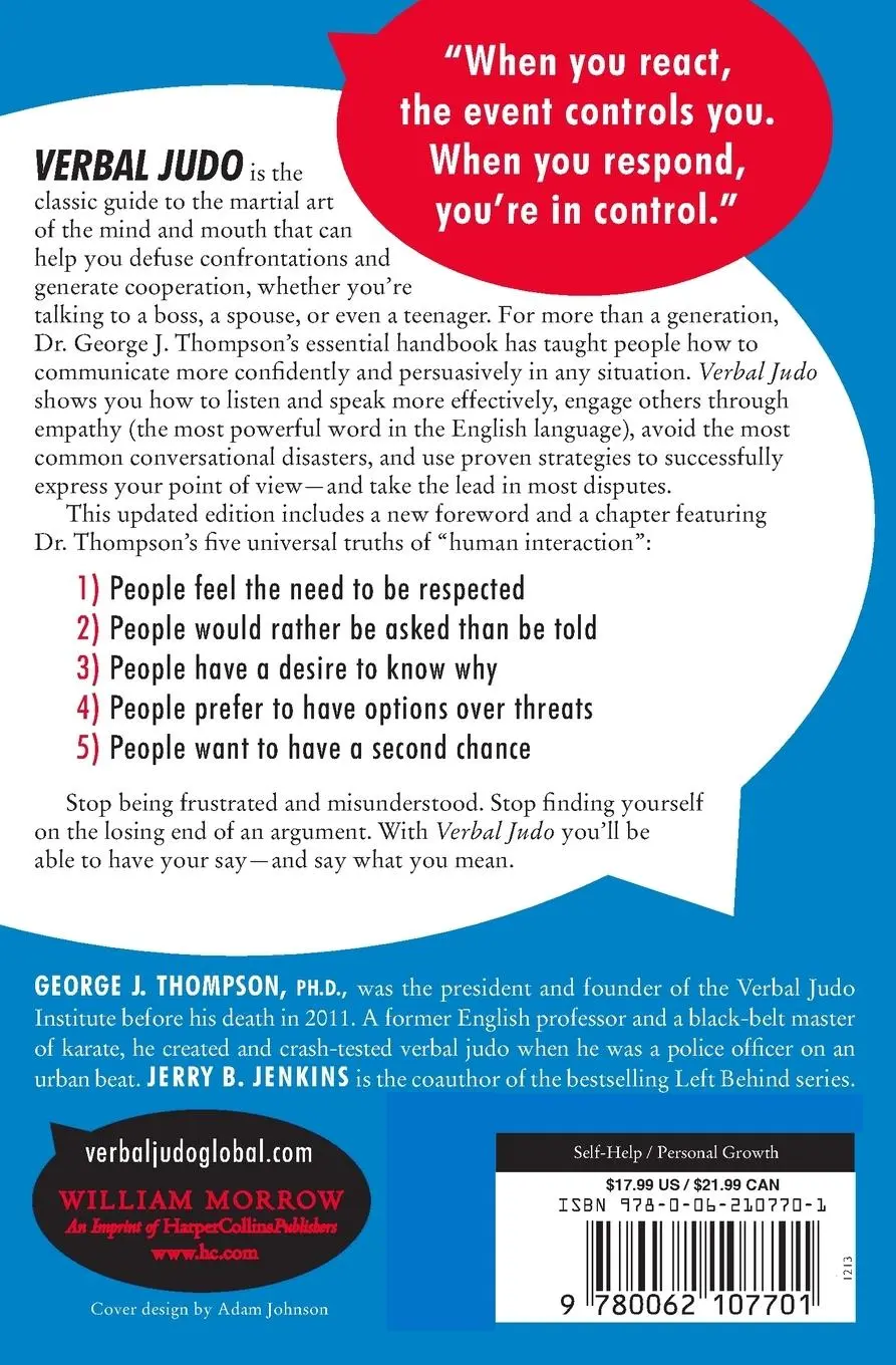 Rückseite: 9780062107701 | Verbal Judo, Second Edition | George J Thompson | Taschenbuch | 2020