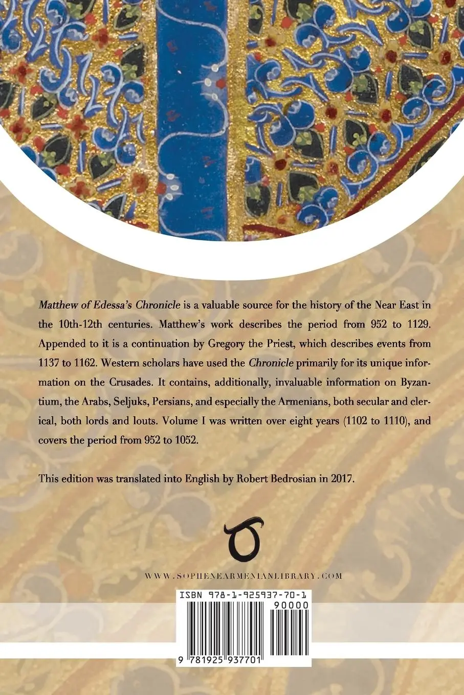 Rückseite: 9781925937701 | Matthew of Edessa's Chronicle | Volume 1 | Matthew of Edessa | Buch