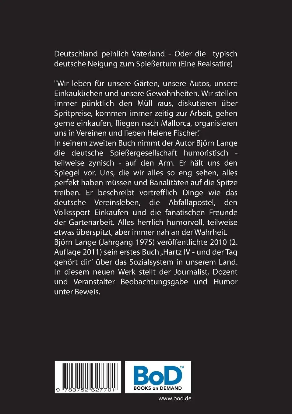 Rückseite: 9783752627701 | Deutschland peinlich Vaterland | Björn Lange | Taschenbuch | 196 S.